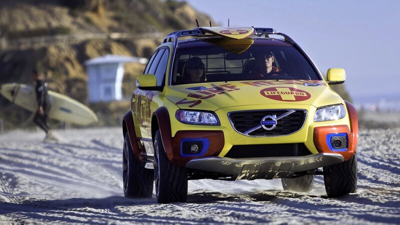 Volvo lifeguard vehicle on beach