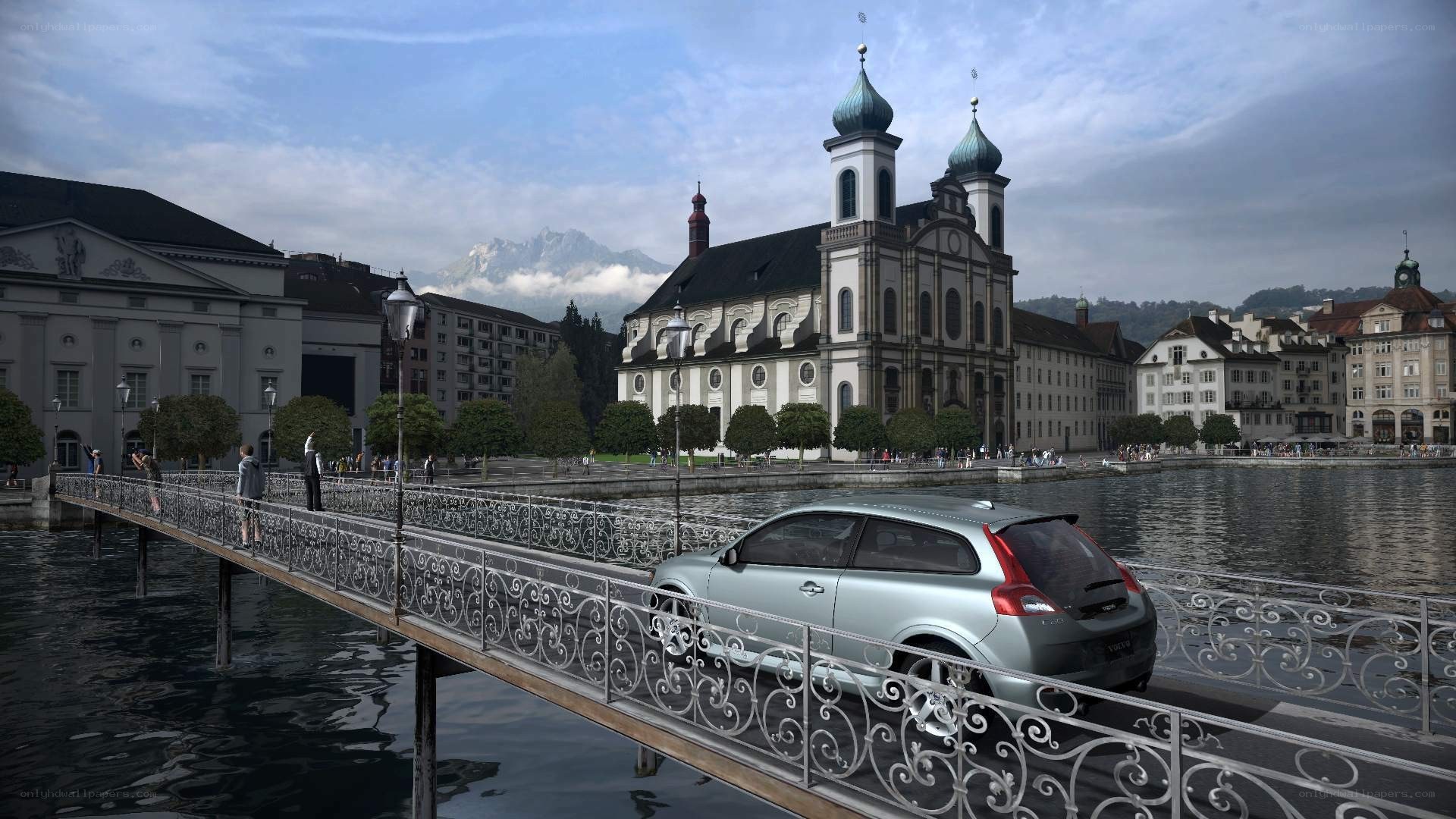 Volvo on a bridge in Lucerne