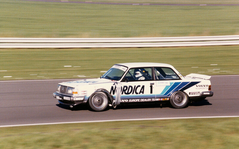 Volvo race car on track