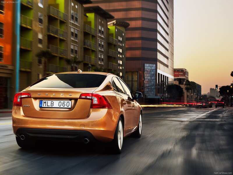 Volvo S60 in city at dusk