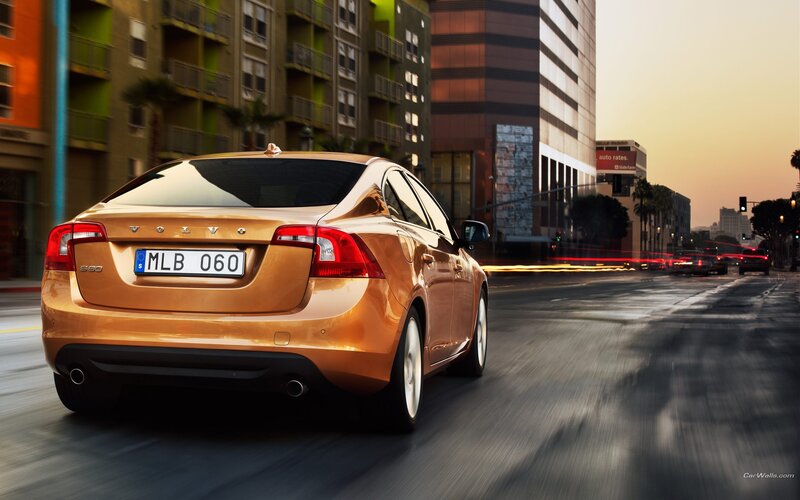 Volvo S60 in city at dusk