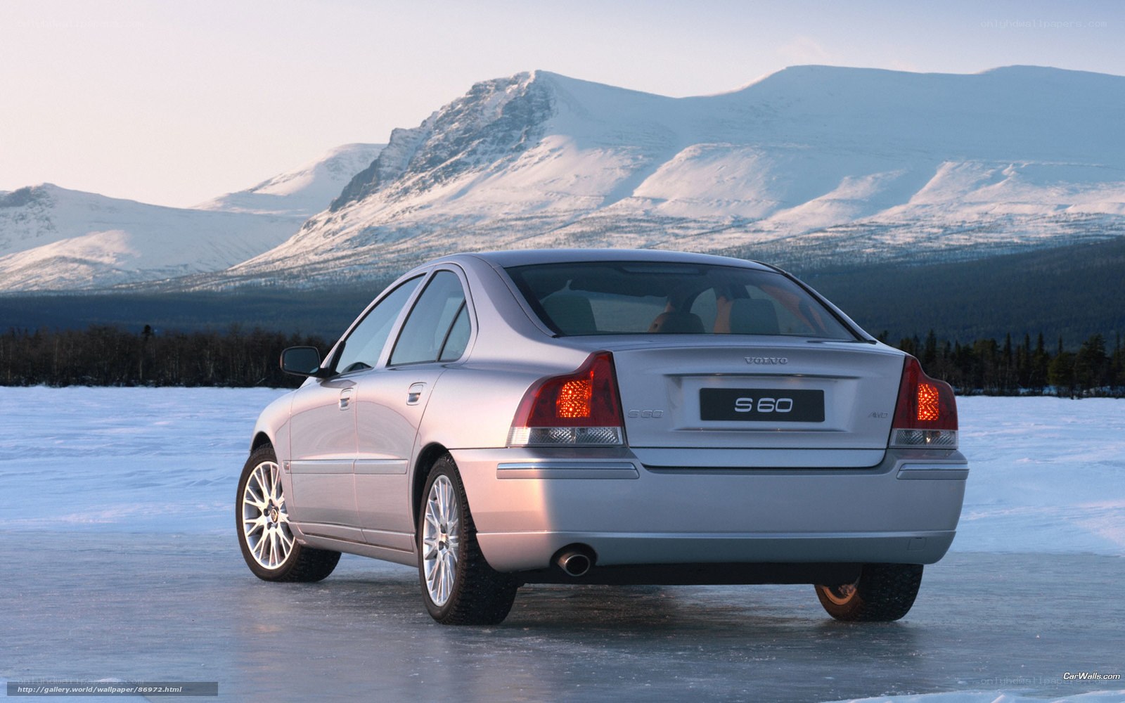 Volvo S60 on frozen lake