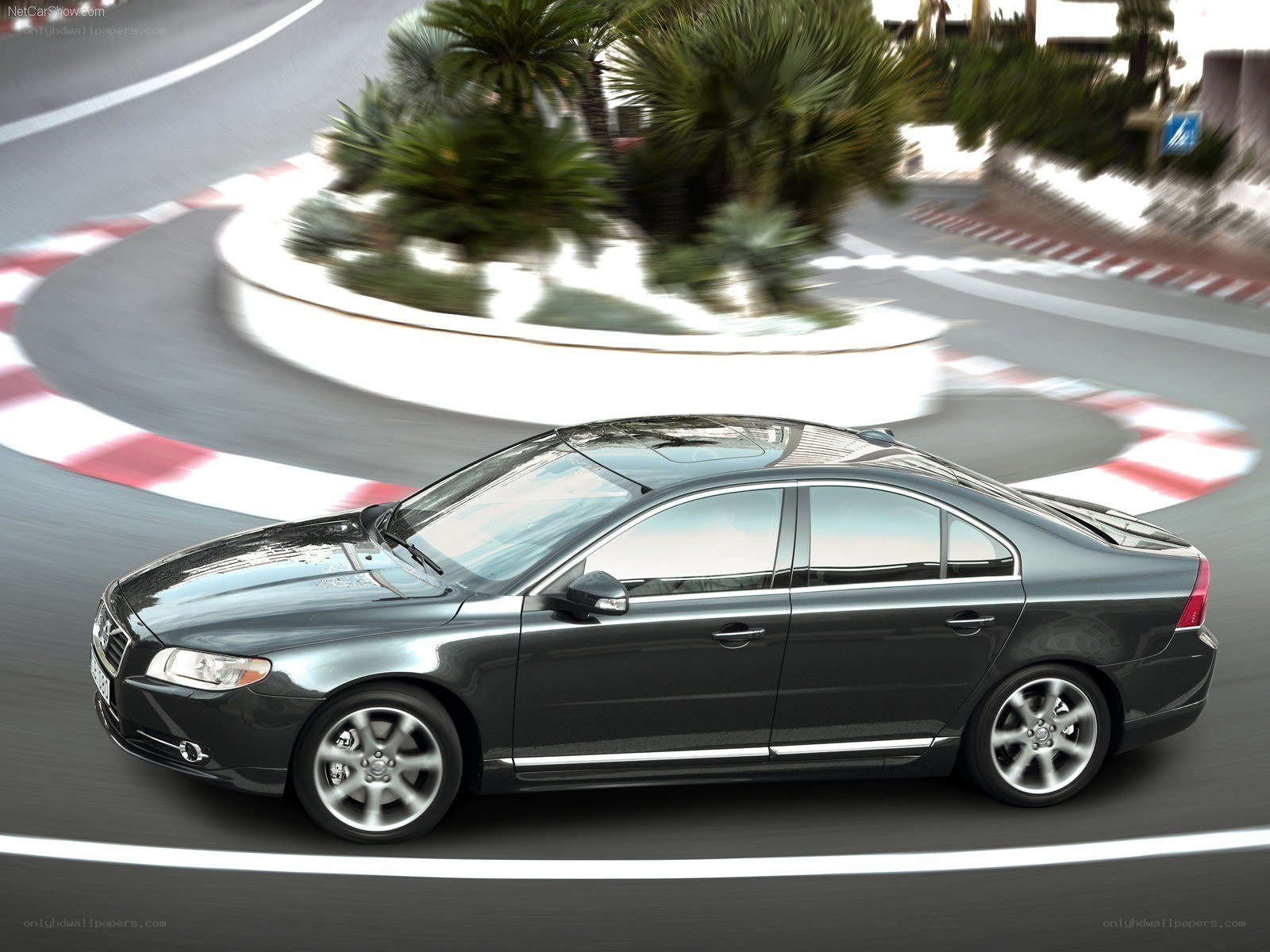 Volvo S80 in motion on a track