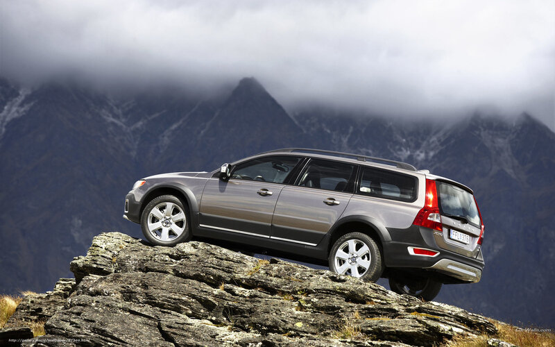 Volvo station wagon on mountain
