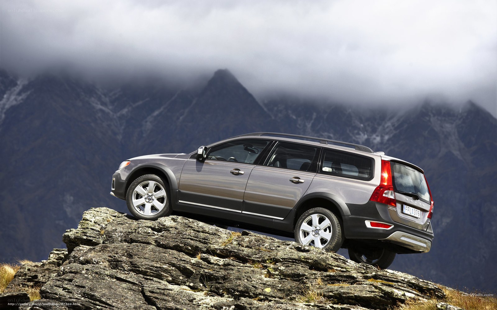 Volvo station wagon on mountain