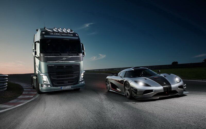 Volvo Truck and Koenigsegg Car — Gray