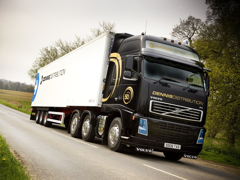 Volvo truck on a country road