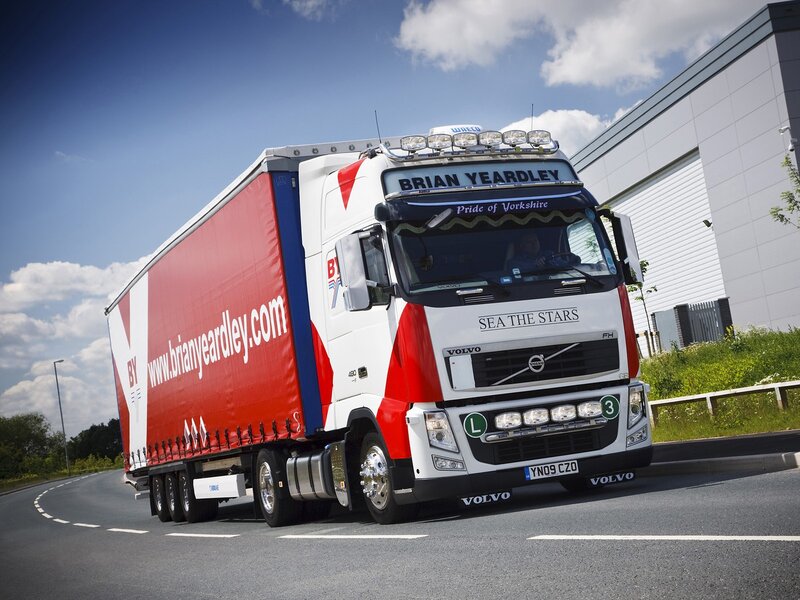 Volvo truck on a road