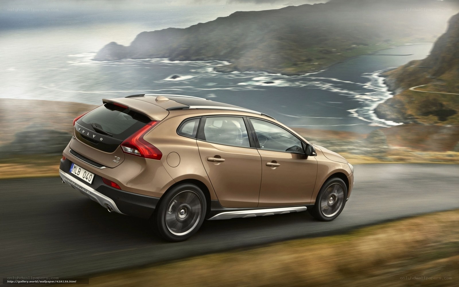 Volvo V40 driving on coastal road