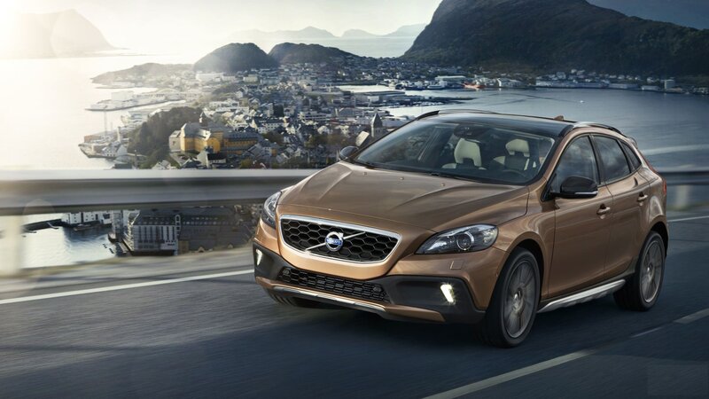 Volvo V40 driving on coastal road
