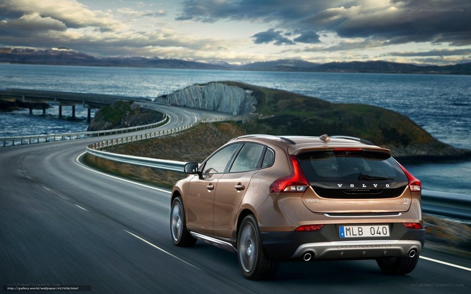 Volvo V40 driving on coastal road