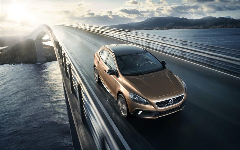 Volvo V40 on a coastal bridge