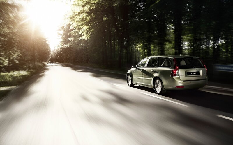 Volvo V50 on a forest road