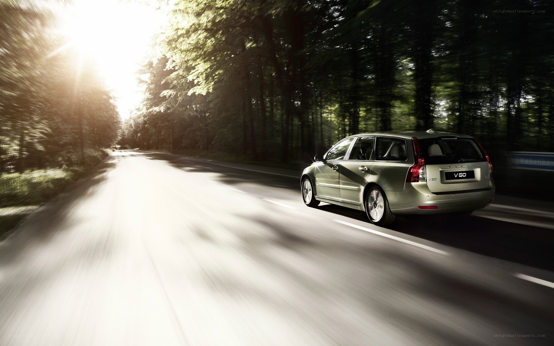 Volvo V50 on a forest road