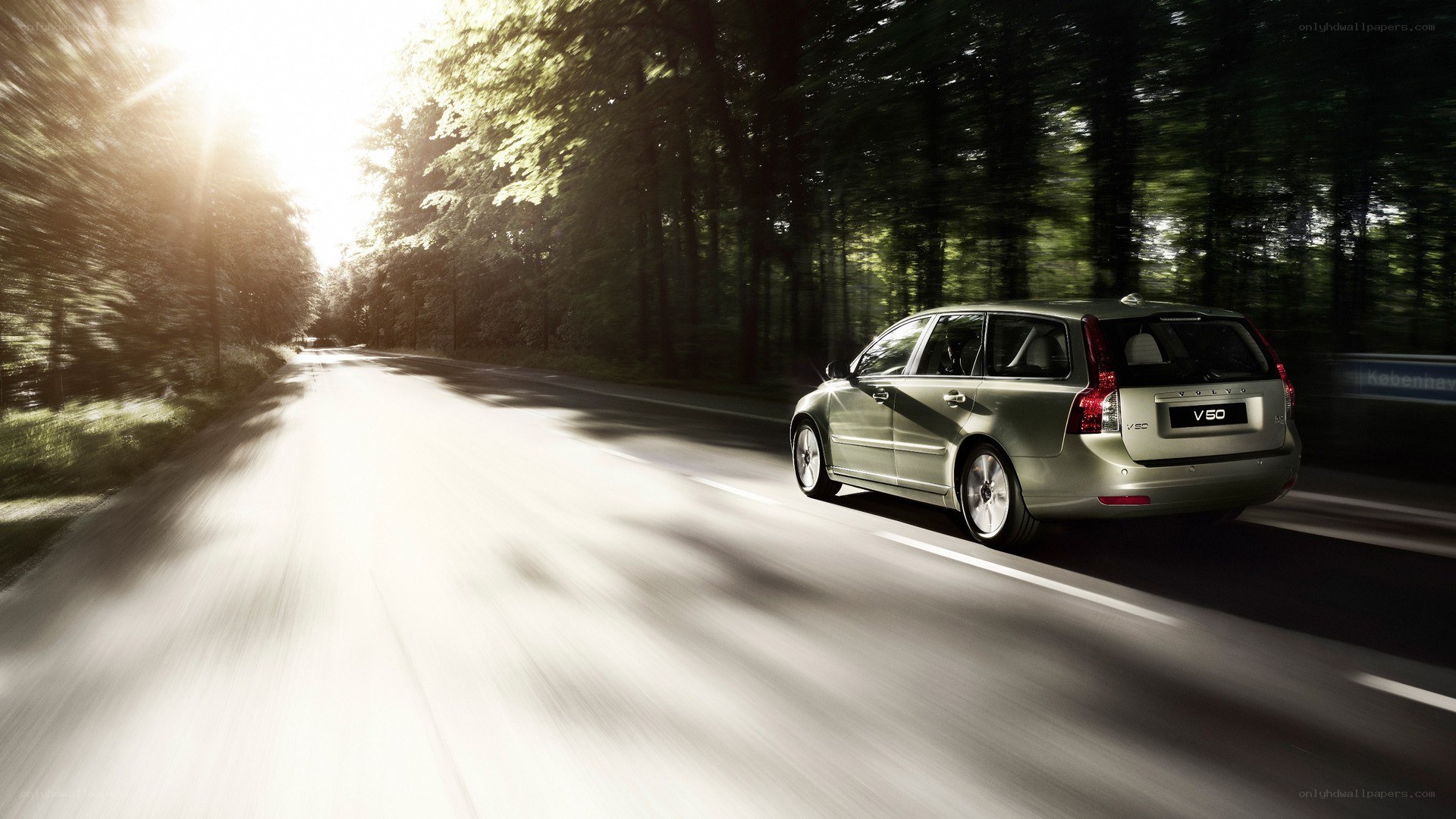 Volvo V50 on a forest road