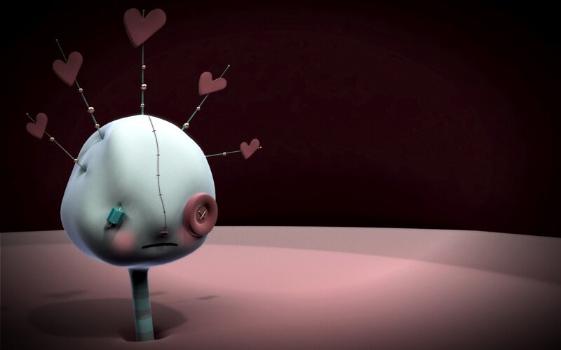 Voodoo doll with heart spikes