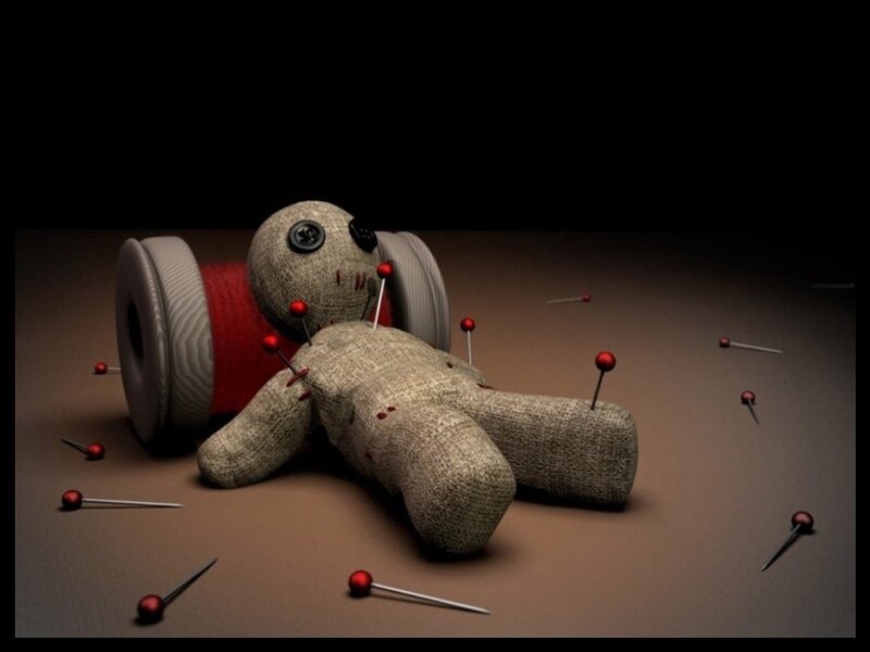 Voodoo Doll with Pins — Brown, Dark, 3d Render