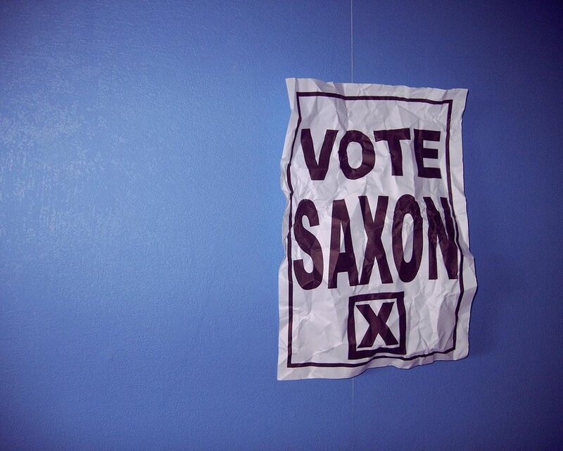 Vote Saxon campaign poster