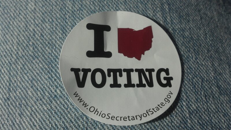 Voting Sticker on Denim