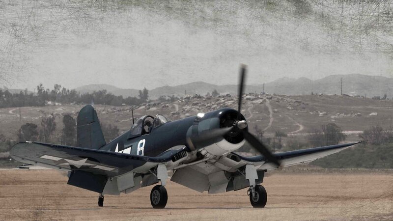 vought f4u corsair on runway