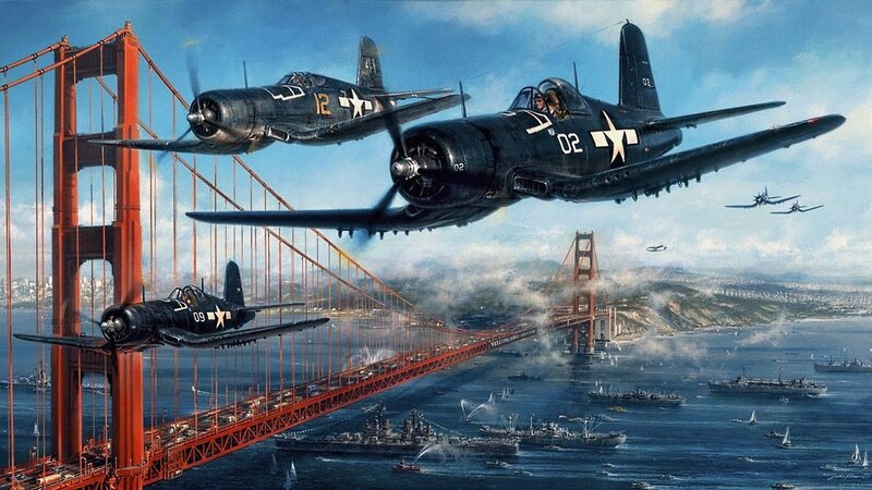 Vought F4u Corsair Planes — Blue, Dramatic, Afternoon