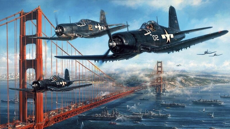 Vought F4U Corsair Planes — Blue, Dramatic