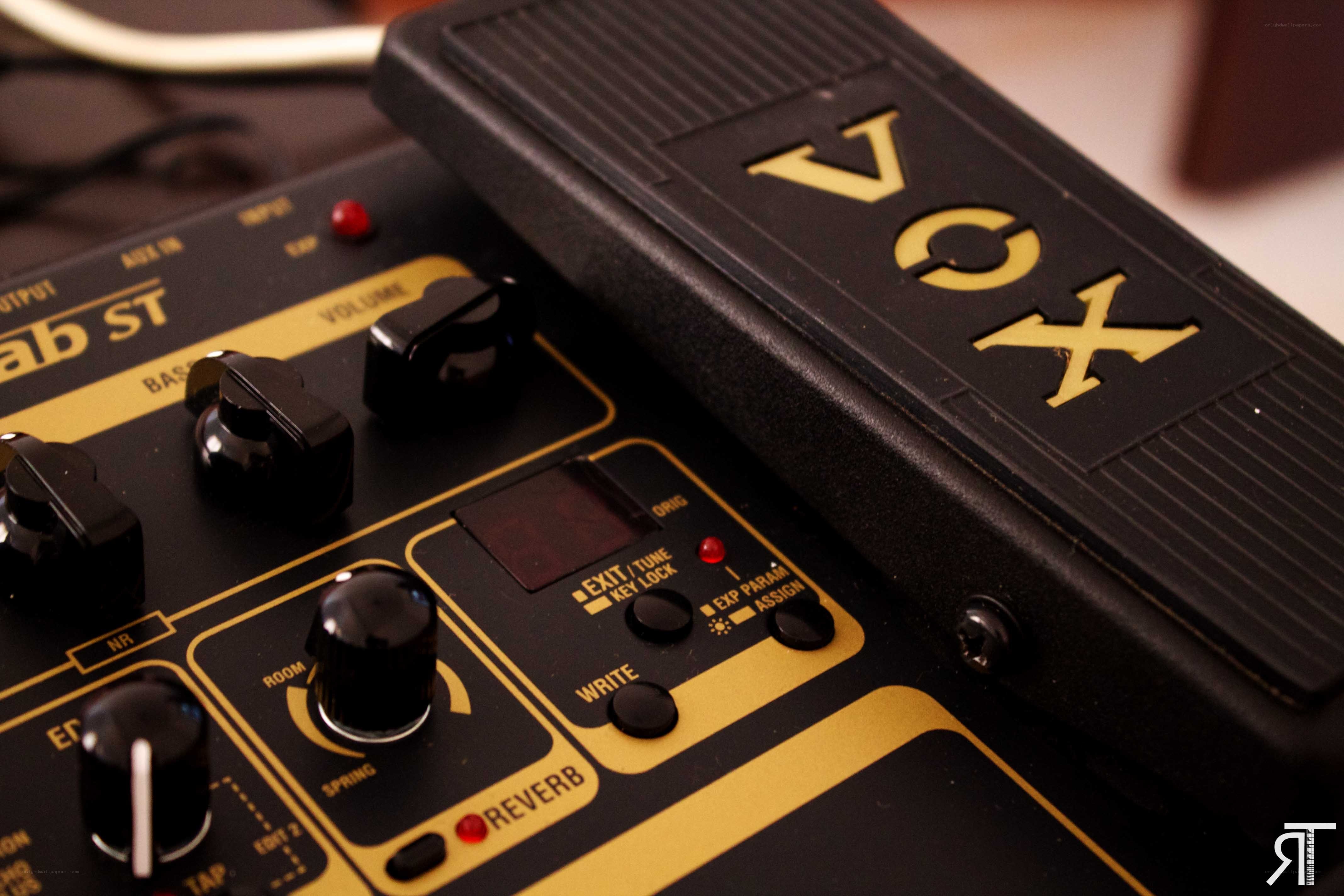 Vox guitar pedal close-up