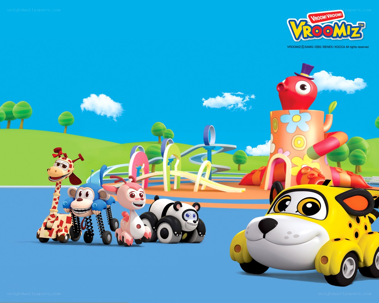 Vroomiz characters at playground
