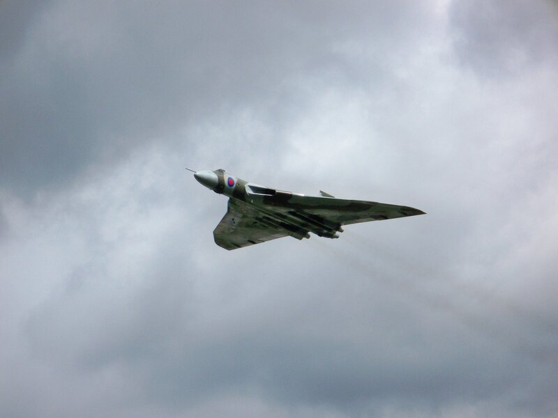 Vulcan Bomber Aircraft — Gray, Dramatic, Photograph, Clouds, White