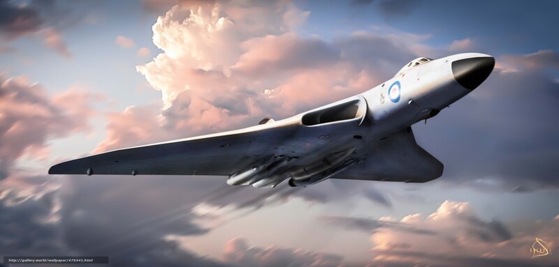 Vulcan Bomber Aircraft — Gray, Dramatic, Sunset, Digital Art