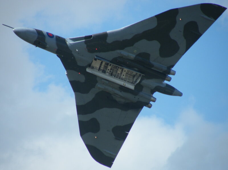 Vulcan Bomber Aircraft — Gray, Dynamic, Afternoon, Photograph, Camouflage Paint, Aircraft Underbelly
