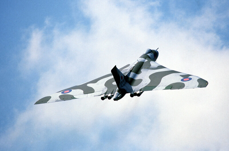 Vulcan Bomber Aircraft — Gray, Dynamic, Afternoon, Photograph, Camouflage Paint