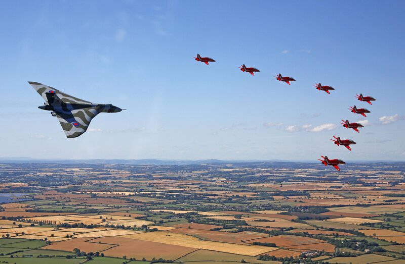 Vulcan Bomber and Red Arrows