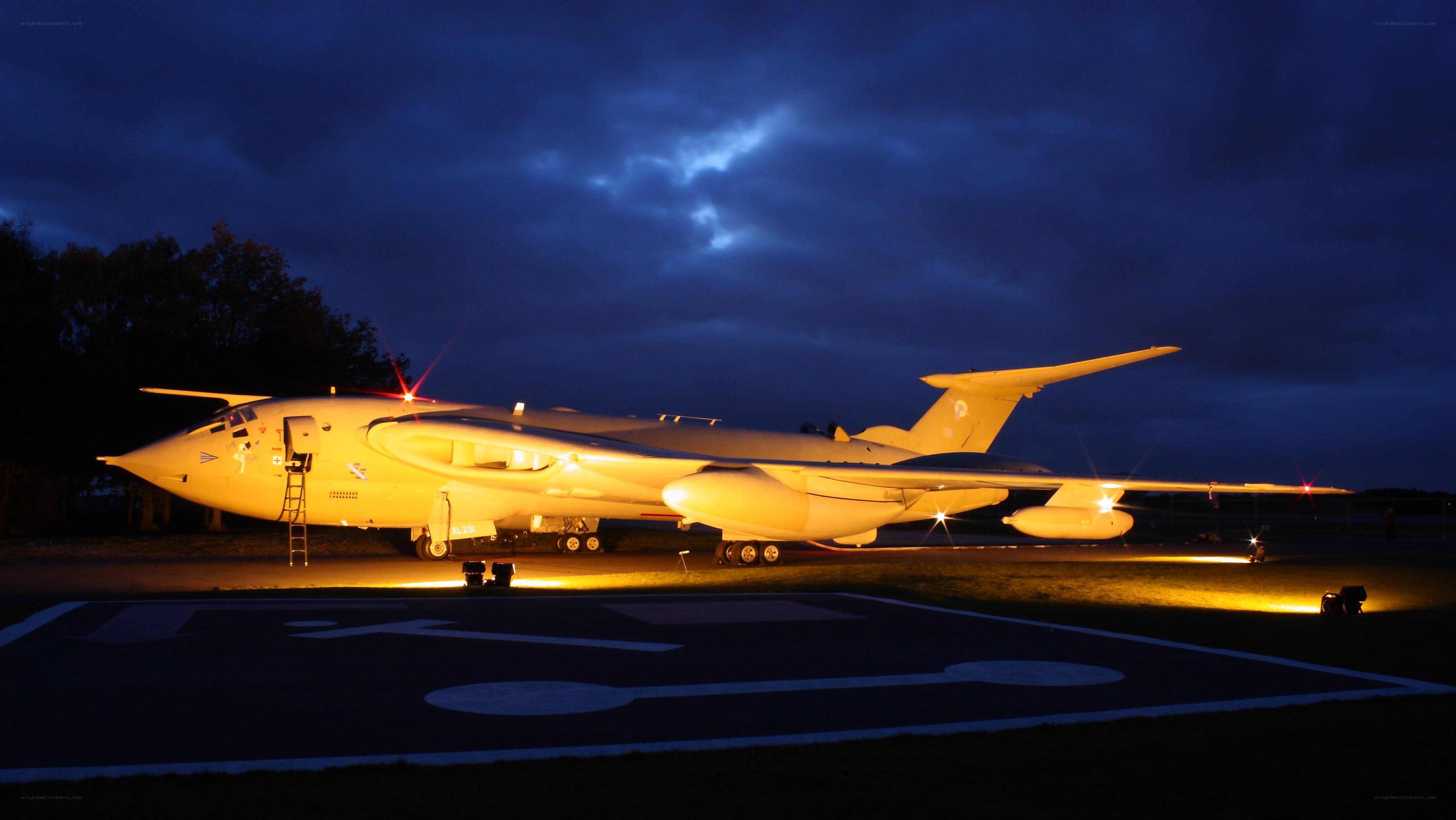 Vulcan bomber at night