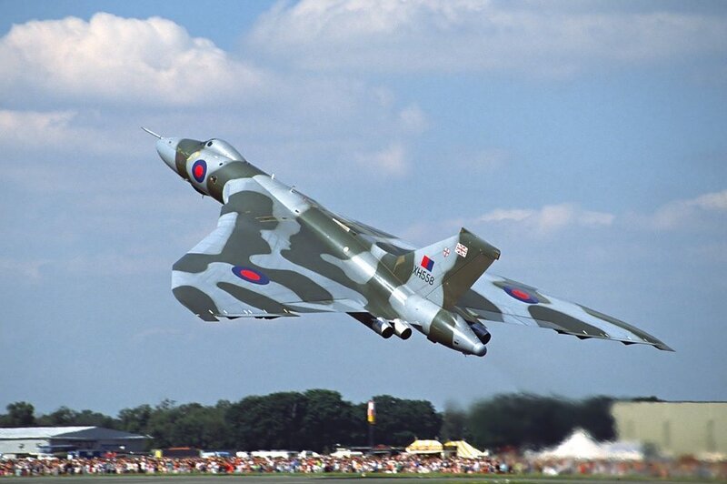 Vulcan bomber in flight