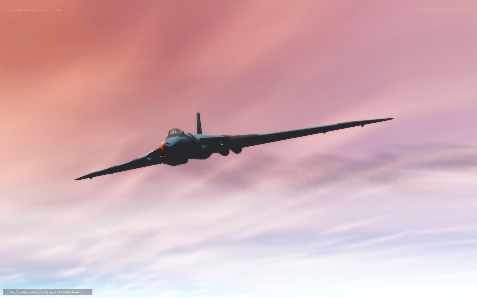 Vulcan bomber in sunset sky