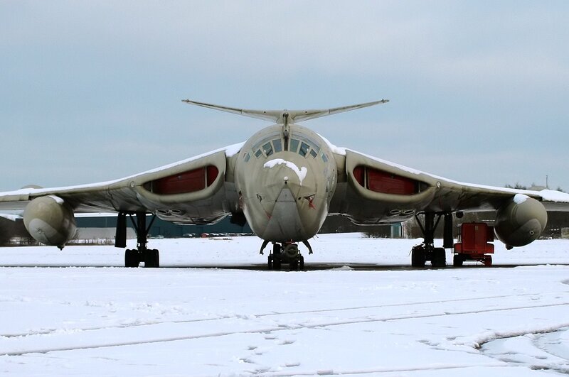 Vulcan bomber on snowy tarmac