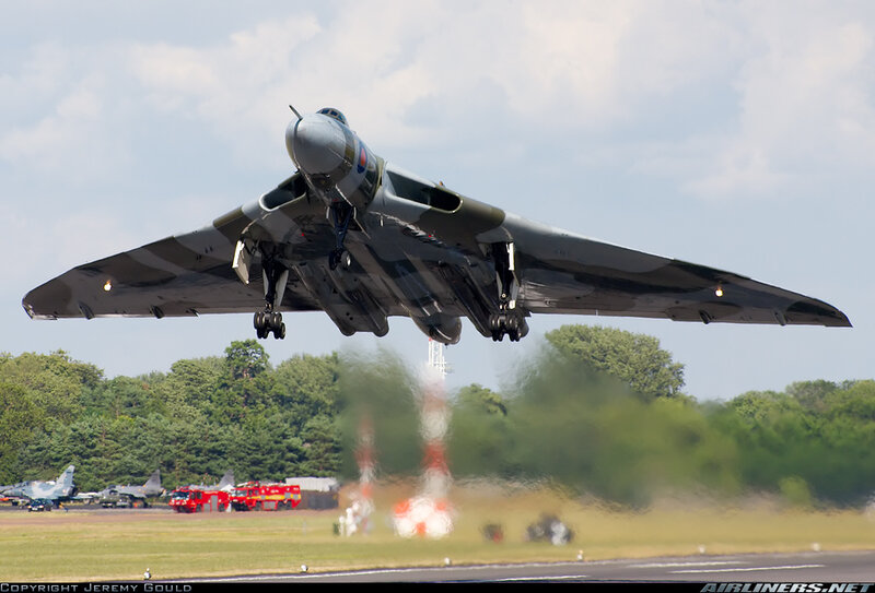 Vulcan Bomber Taking Off — Gray
