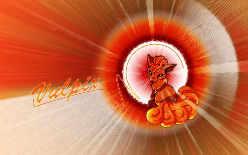 Vulpix in fiery aura