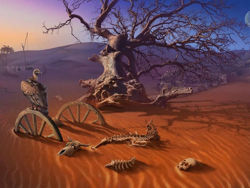 Vulture on Wagon Wheel