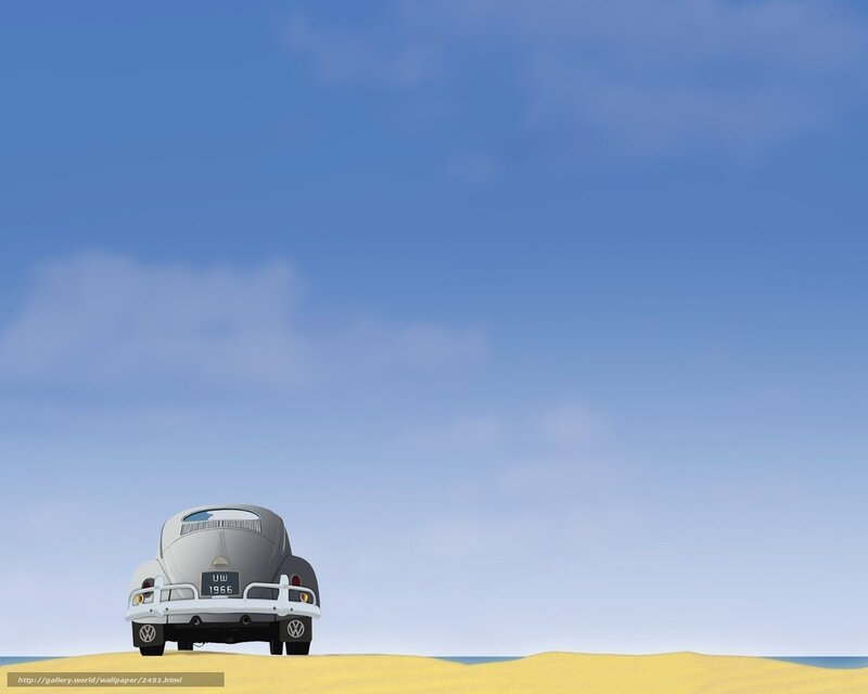 VW Beetle on a sandy beach