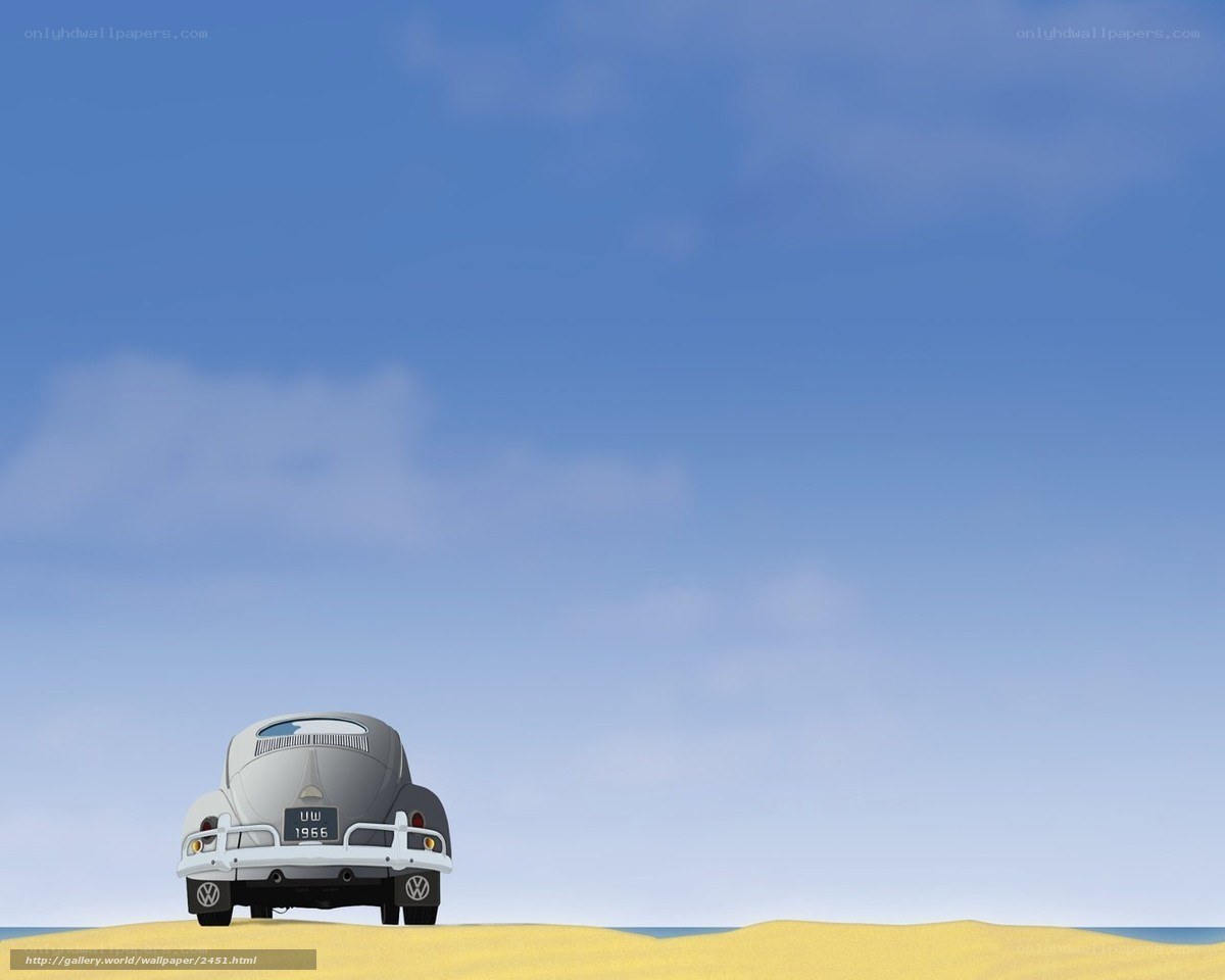 VW Beetle on a sandy beach