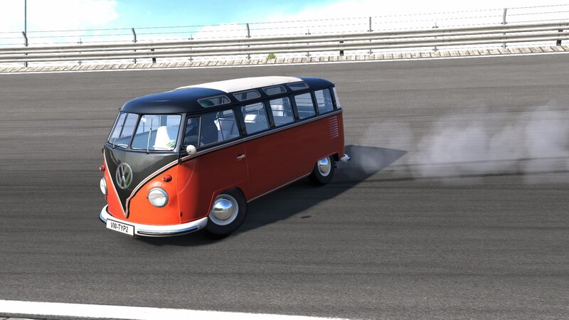 VW Bus drifting on track