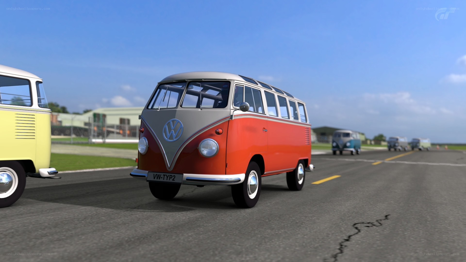VW Bus on a racetrack