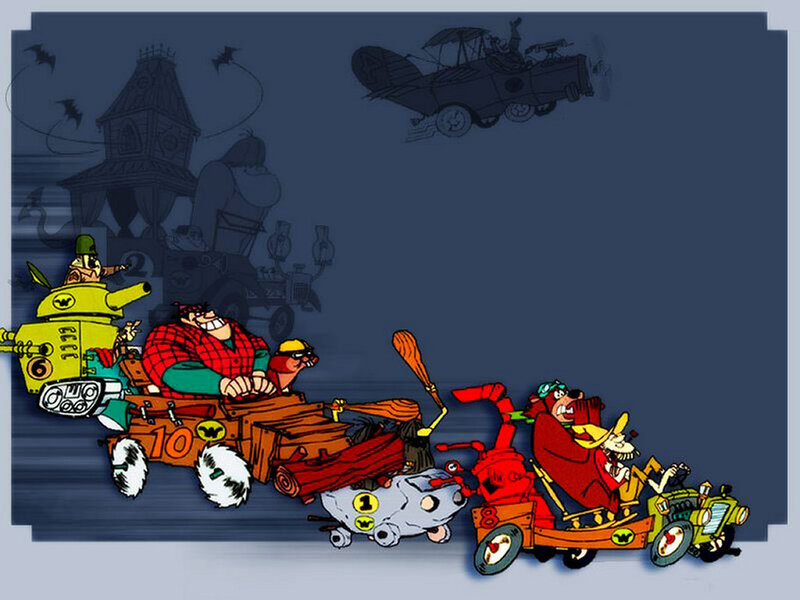 Wacky race cars in action