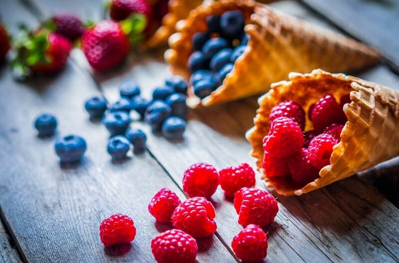 Waffle Cones with Berries