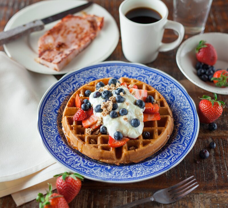 Waffle with Berries — Brown, Appetizing, Morning