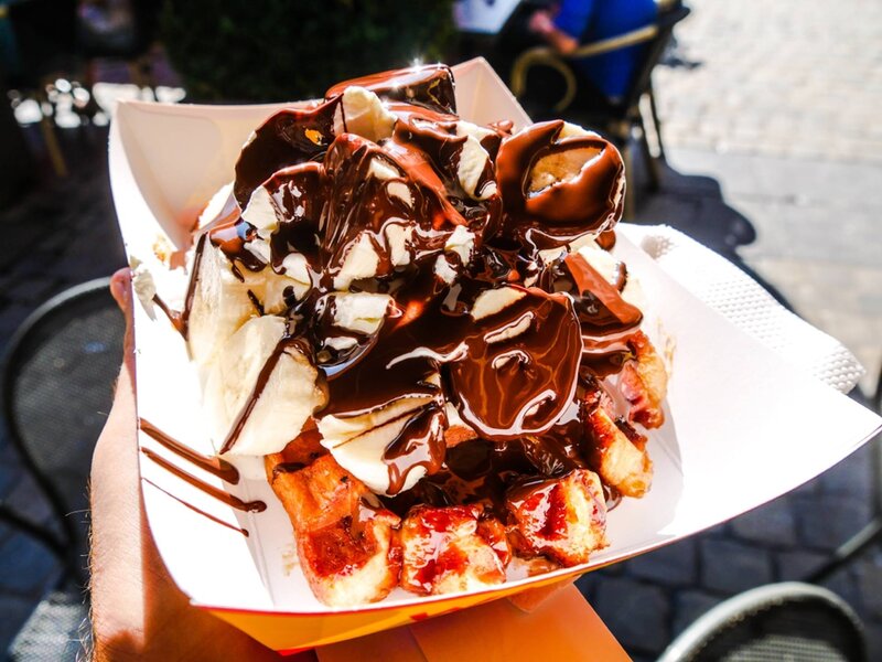 Waffle with Chocolate and Banana