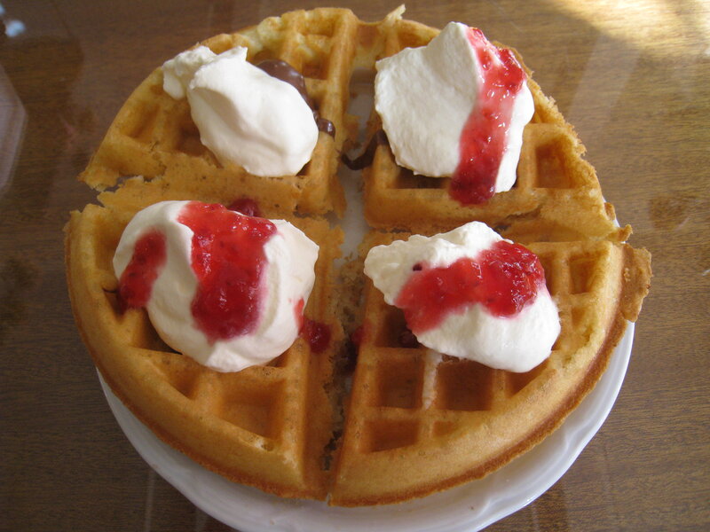 Waffle with Cream and Jam
