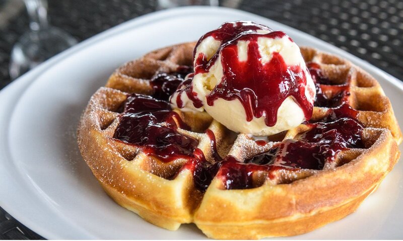 Waffle with Ice Cream — Brown, Appetizing